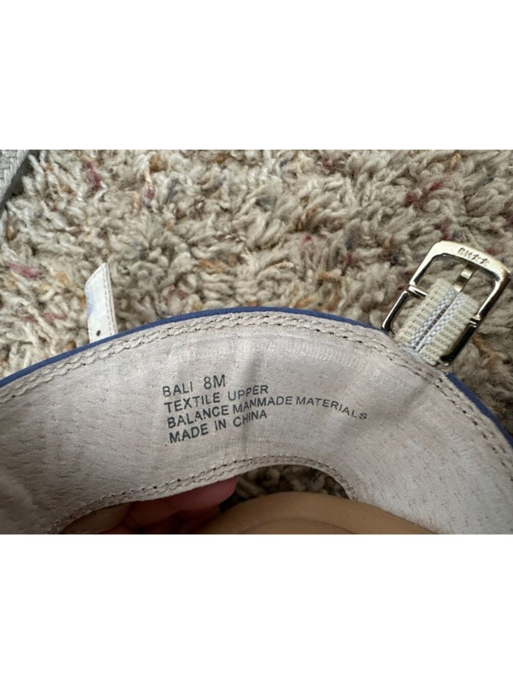 Me Too Womens Blue Beige Striped Wedge Sandals 8M Ankle Strap Espadrille Style - Picture 5 of 9